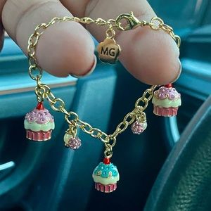 Molly Glitz 14K plated cupcake charm bracelet for kids.